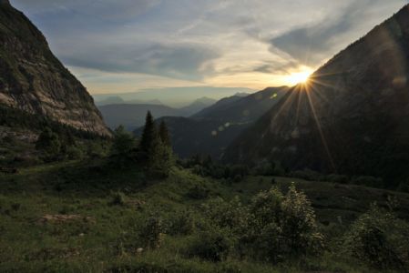 coucher de soleil depuis la terrasse - refuge du folly